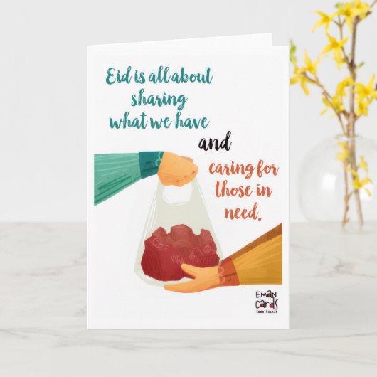 Eid ul Adha Mubarak - Sharing Meat Kaart (Gele Bloem)