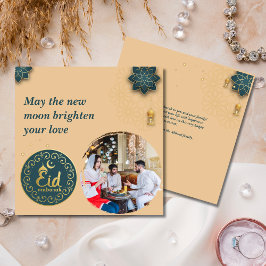 Eid ul Fitr Arabische boog Foto Eid Mubarak Groen Notitiekaartje