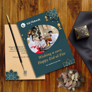 Eid ul Fitr Familiefoto Eid Mubarak Feestdagenkaart