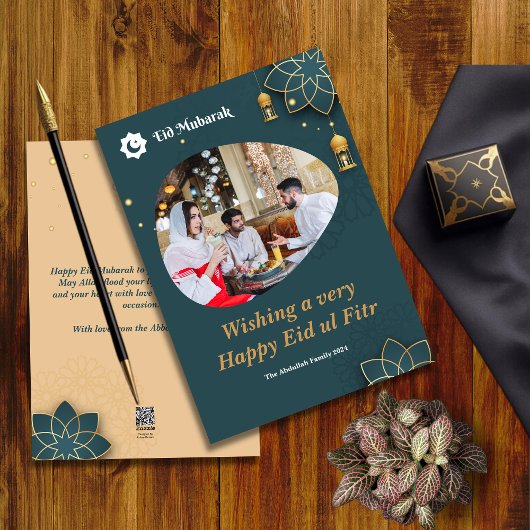 Eid ul Fitr Familiefoto Eid Mubarak Feestdagenkaart