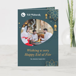 Eid ul Fitr Mubarak Familie Foto Eid Groet Feestdagen Kaart