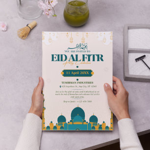 Eid vieren in stijl! Moderne Illustratieve Eid Kaart