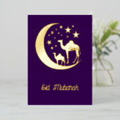 Eid wensen - gouden kamelen - folie uitnodiging (Staand Voorkant)