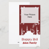 Eid White Burgundy Swirl Photo Cards Feestdagenkaart (Voorkant / Achterkant)