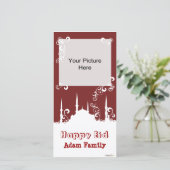 Eid White Burgundy Swirl Photo Cards Feestdagenkaart (Staand voorkant)