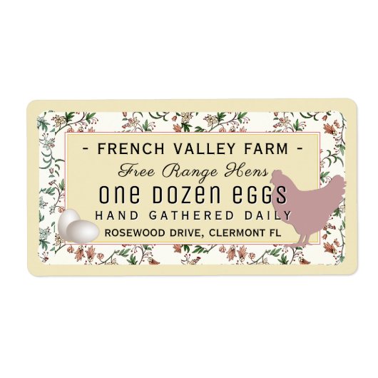 Eidoosje Etiket Botanisch met Hen en Eieren (Voorkant)