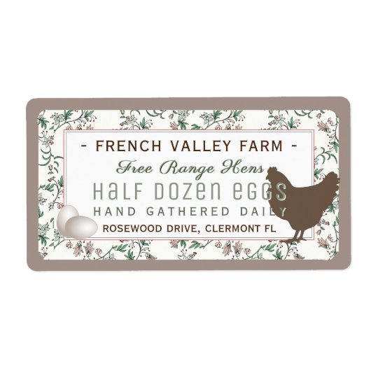 Eidoosje Etiket Botanisch met Hen en Eieren (Voorkant)