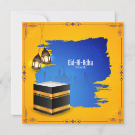 EidulAdha Islamic Lantern Mosque Blue Yellow Feestdagenkaart