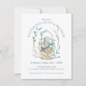 Eienjacht in paasmandje en easbrunch invallen bedankkaart (Voorkant)