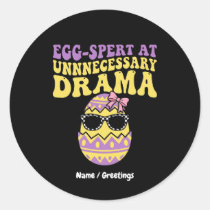 Eier-expert in onnodig drama Grappige retro Pasen Ronde Sticker