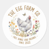 Eierboerderij Sticker Waterverf Kip Label (Voorkant)