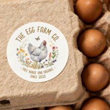 Eierboerderij Sticker Waterverf Kip Label