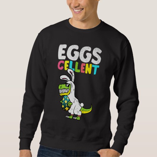 Eiercellent Egg Hunter Paasdag Konijntje Dinosauru Trui (Voorkant)