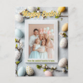 🐇Eierciterende paasfoto Feestdagenkaart (Voorkant)