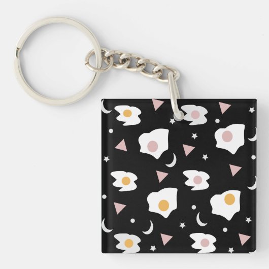 Eierdiner Maan Confetti Patroon Sleutelhanger (voorkant)