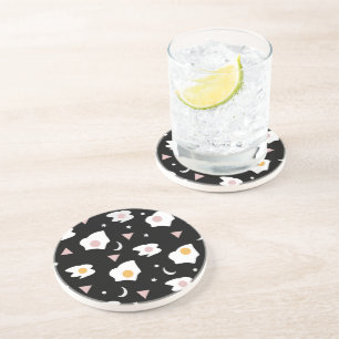Eierdiner Maan Confetti Patroon  Zandsteen Onderzetter