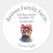 Eierdoos Grappige Kip Ronde Label Sticker (Voorkant)