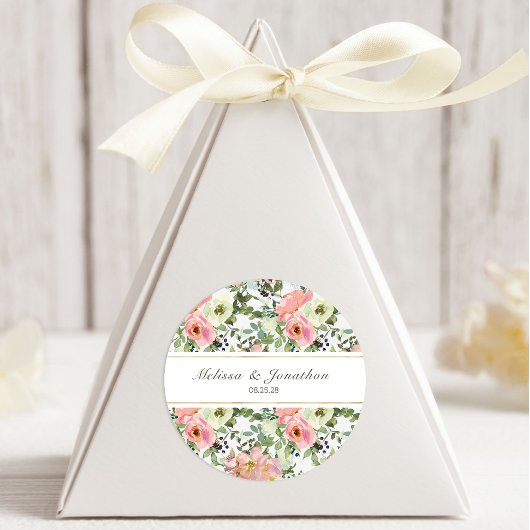 Eierdop- en Blush Bloemen Bruiloft Ovaal Sticker