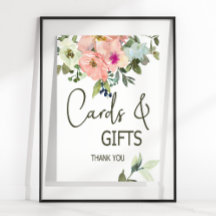 Eierdop- en Blush Bloemen Bruiloftskaart & Cadeaus