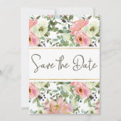 Eierdop en Blush Bloemige Bewaar De Datum Save The Date (Voorkant)