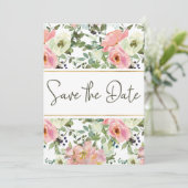 Eierdop en Blush Bloemige Bewaar De Datum Save The Date (Staand voorkant)