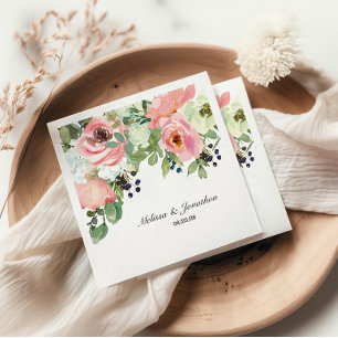 Eierdop en Blush Bloemige Romantische Trouwservett Servet