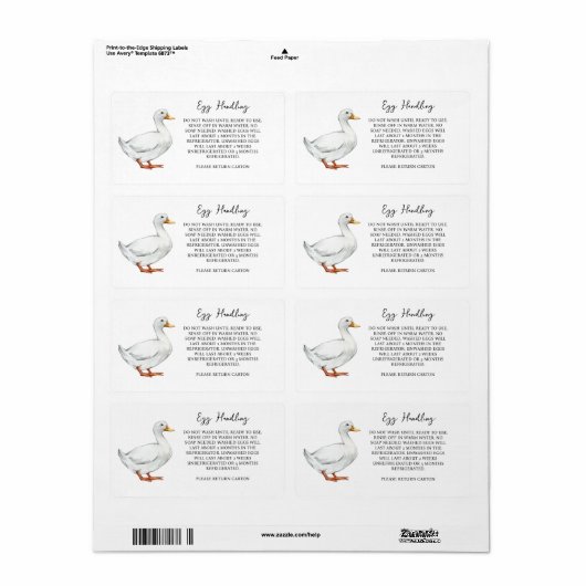 Eiereend Behandeling Instructie Kartonnen Verzorgi Etiket (Full Sheet)