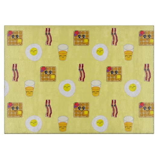 Eieren, Bacon, wafels en Oranje sazijn Snijplank (Voorkant)