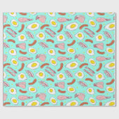 Eieren Bacon Worsten Ontbijt Voedsel Patroon Cadeaupapier (Vlak)