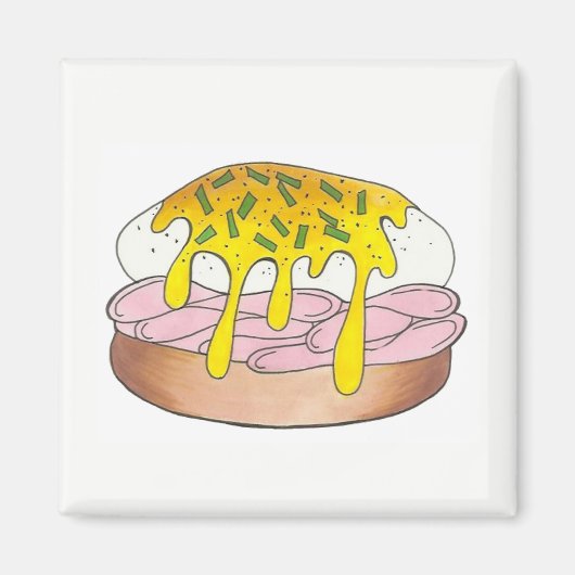 Eieren Benedict Breakfast Diner Food Foodie Ham Magneet (Voorkant)
