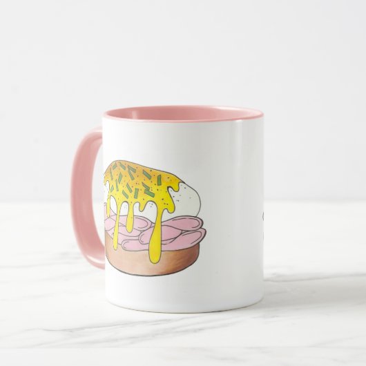 Eieren Benedict Breakfast Diner Food Foodie Ham Mok (Voorkant links)