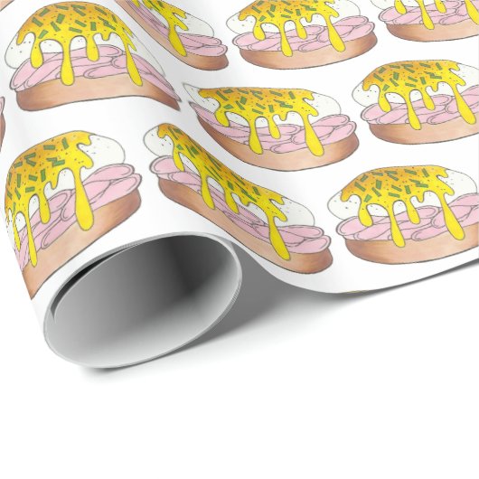 Eieren Benedict Diner Ontbijt Brunch Eten Cadeaupapier (Rol Hoek)