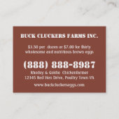 EIEREN - Boerderij - Organische eierboer met vrije Visitekaartje (Achterkant)