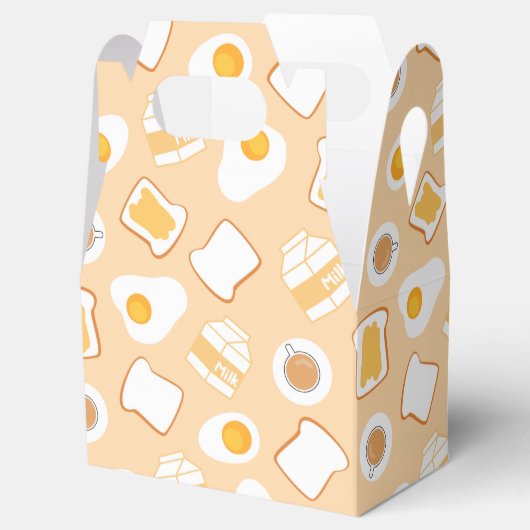 Eieren, brood, melk, koffie-ontbijtpatroon bedankdoosjes (Geopend)
