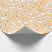 Eieren, brood, melk, koffie-ontbijtpatroon cadeaupapier (Hoek)