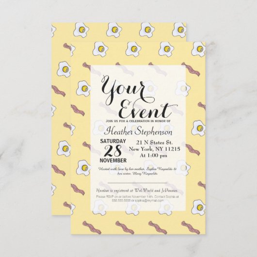 Eieren en Bacon Breakfast Foodie Funny Pattern Kaart (Voorkant / Achterkant)