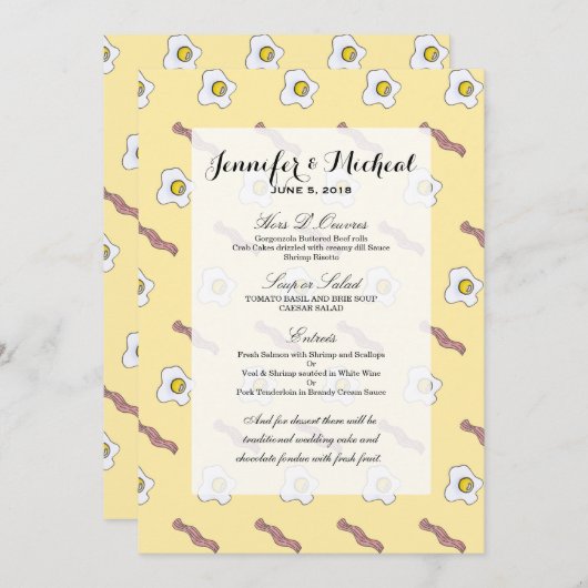 Eieren en Bacon Breakfast Foodie Funny Pattern Menu (Voorkant / Achterkant)