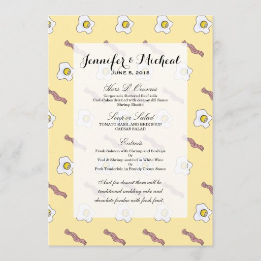 Eieren en Bacon Breakfast Foodie Funny Pattern Menu (Voorkant)