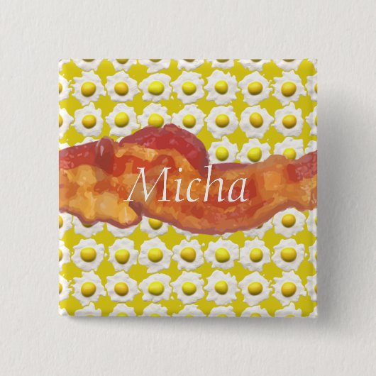 Eieren en Bacon Breakfast Monogram Vierkante Button 5,1 Cm (Voorkant)