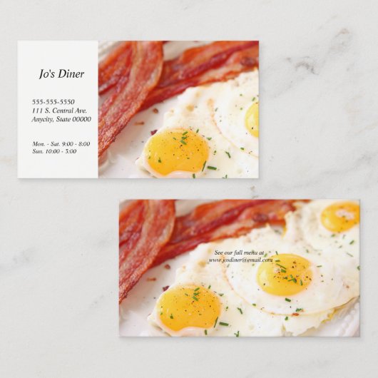 Eieren en bacon, gedroogd visitekaartje (Voorkant / Achterkant)