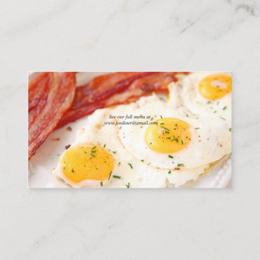 Eieren en bacon, gedroogd visitekaartje (Achterkant)