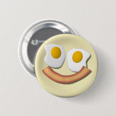 Eieren en bacongezicht. ronde button 5,7 cm (Voorkant /achterkant)