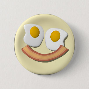 Eieren en bacongezicht. ronde button 5,7 cm