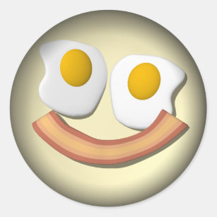 Eieren en bacongezicht. ronde sticker