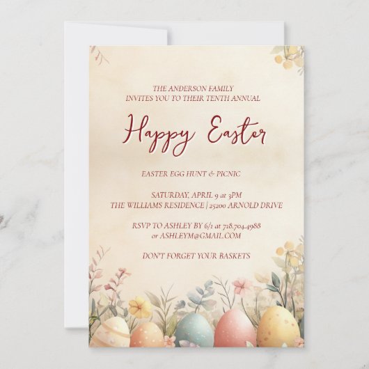 Eieren en bloemen geel gelukkig Pasen Kaart (Voorkant)