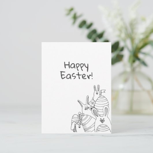 Eieren en Bunnies // Vrolijk Pasen Briefkaart (Staand voorkant)