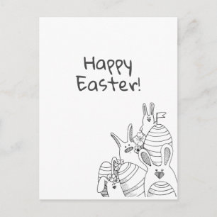 Eieren en Bunnies // Vrolijk Pasen Briefkaart