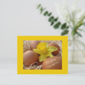 Eieren- en daffodilesgroet - duits feestdagenkaart (Staand voorkant)