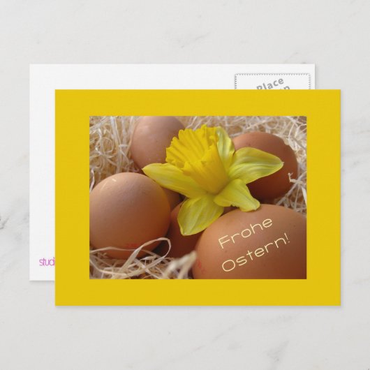 Eieren- en daffodilesgroet - duits feestdagenkaart (Voorkant / Achterkant)