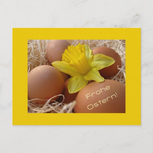 Eieren- en daffodilesgroet - duits feestdagenkaart (Voorkant)